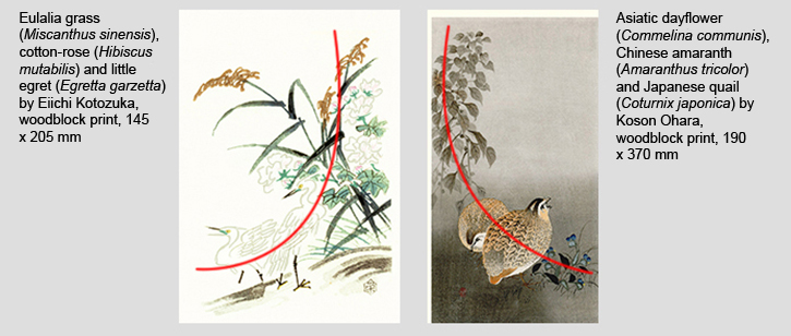 Curved Diagonal Flower-Bird Arrangement